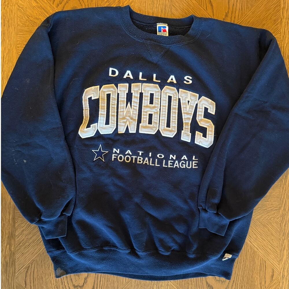 Vintage 90s Dallas Cowboys Russell Athletic Sweatshirt Navy Blue Mens XXL NFL